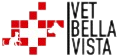 Logo corto con cuadros color rojo y letras negras de clinica veterinaria Bellavista